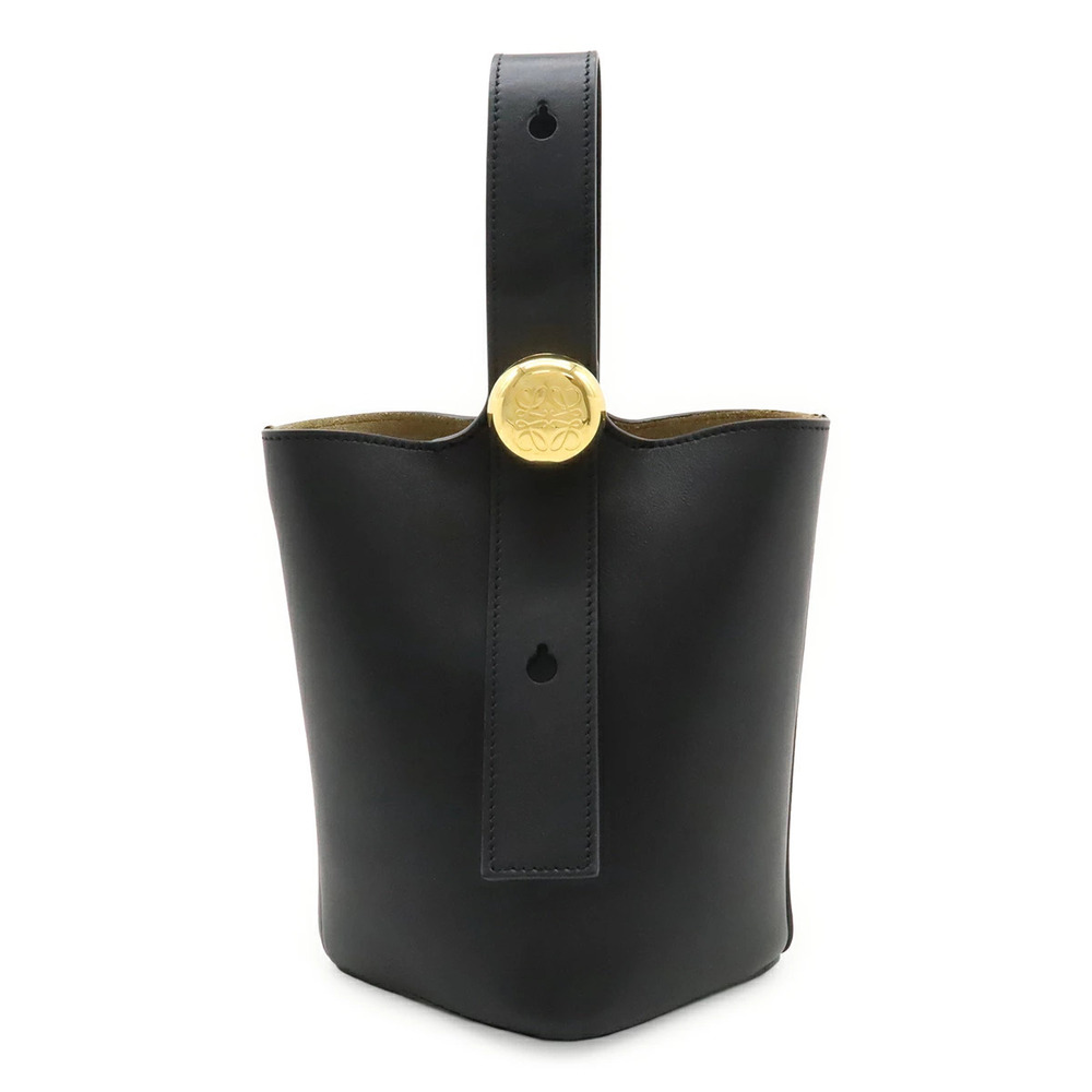 Loewe Pebble Bucket Bag Handbag Smooth Calf Leather Black Shoulder Strap